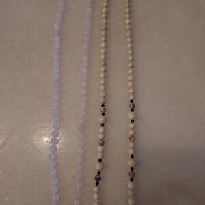 Elegant Beaded Necklace Set - Cream and Pink